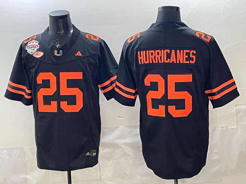 Men 2026 Miami Hurricanes #25 Hurricanes Black 3th generations Limited NCAA Jersey 05->ncaa teams->NCAA Jersey
